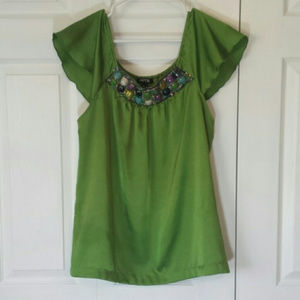 APT 9 lime green silky gemstone shirt
